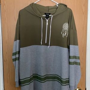 Hoodie Army Green and grey